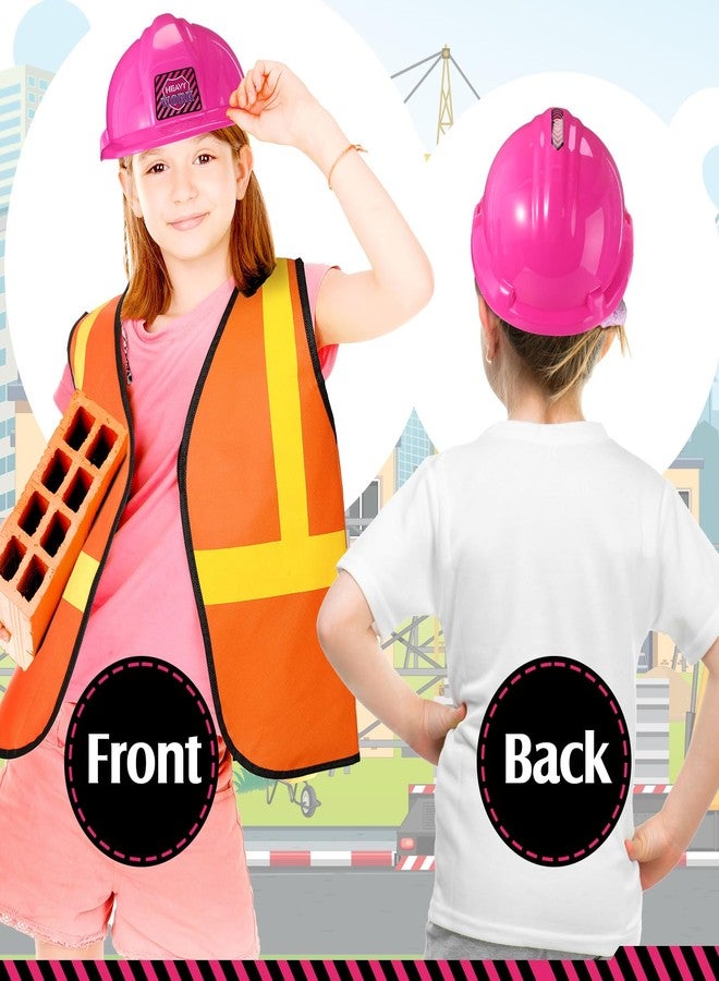 Cutecrop 6 Pcs Construction Hats Plastic Hard Hat Construction Worker Hat Helmet for Girl Boy Engineer Building Theme Party (Pink) - Image 5
